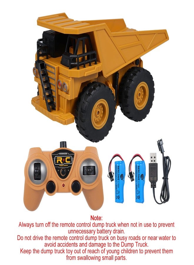 Dodoore Remote Control Dump Truck, 11CH RC Dump Truck, 1:24 Scale RC Construction Vehicle Toy with Lights & Sounds, 2 Batteries, Christmas Birthday Gift for Teens, Yellow - Image 5